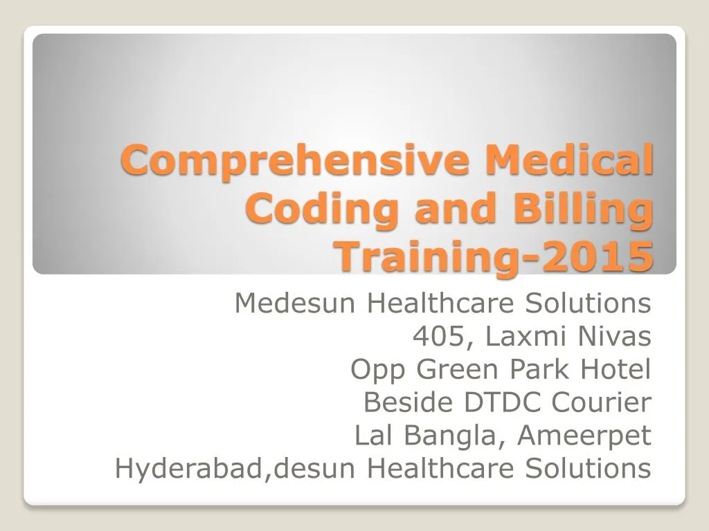 comprehensive medical coding and billing training 2015