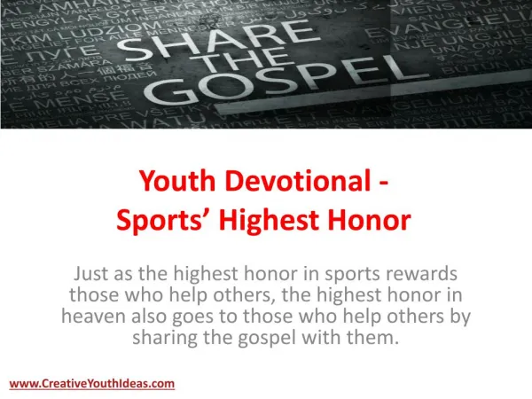 Youth Devotional - Sports Highest Honor