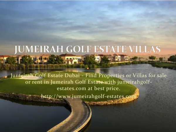 Jumeirah Golf Estate Dubai - Villas for Sale | Properties fo