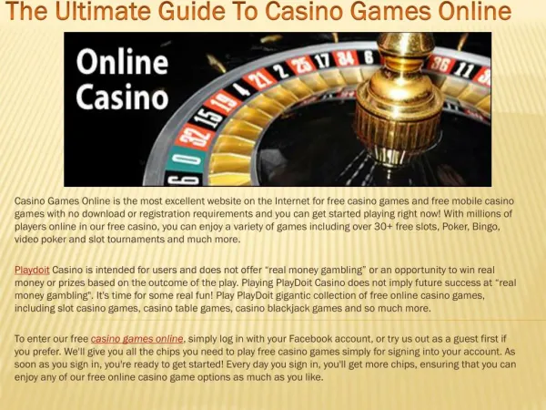 The Ultimate Guide To Casino Games Online