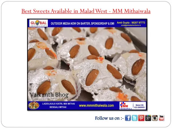Best Sweets Available in Malad West - MM Mithaiwala