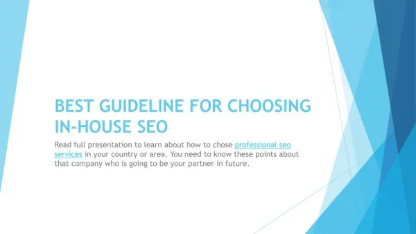 Best guideline for choosing in house seo
