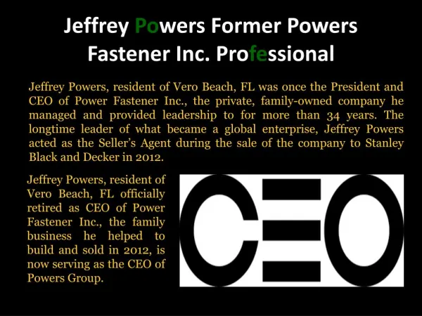 Jeffrey Powers, Resident of Vero Beach
