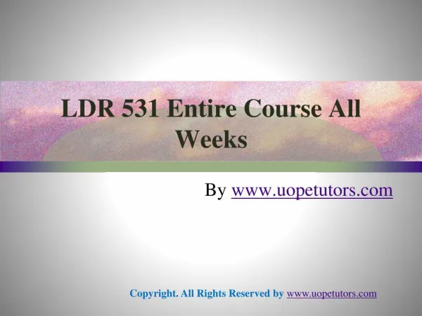 LDR 531 Entire Course All Weeks