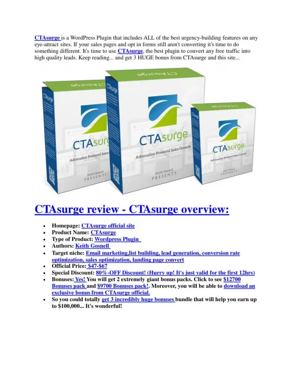CTAsurge software ultimate review and $12000 BONUSES