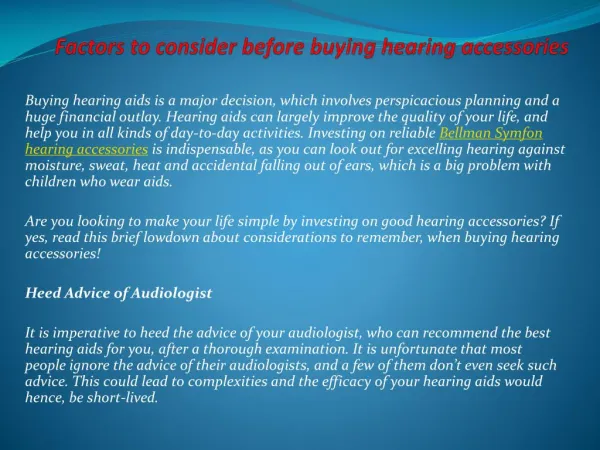 Factors to consider before buying hearing accessories