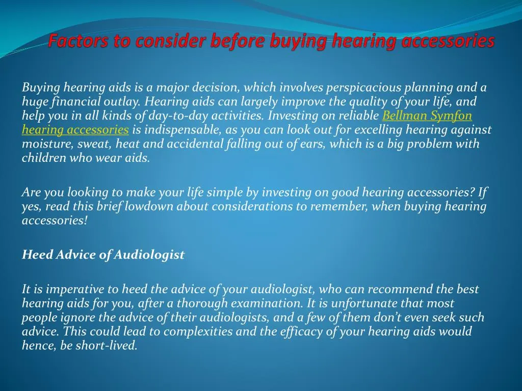 factors to consider before buying hearing accessories