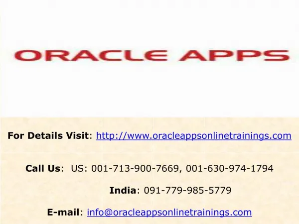 Oracle Apps Financials Online Training and Placement