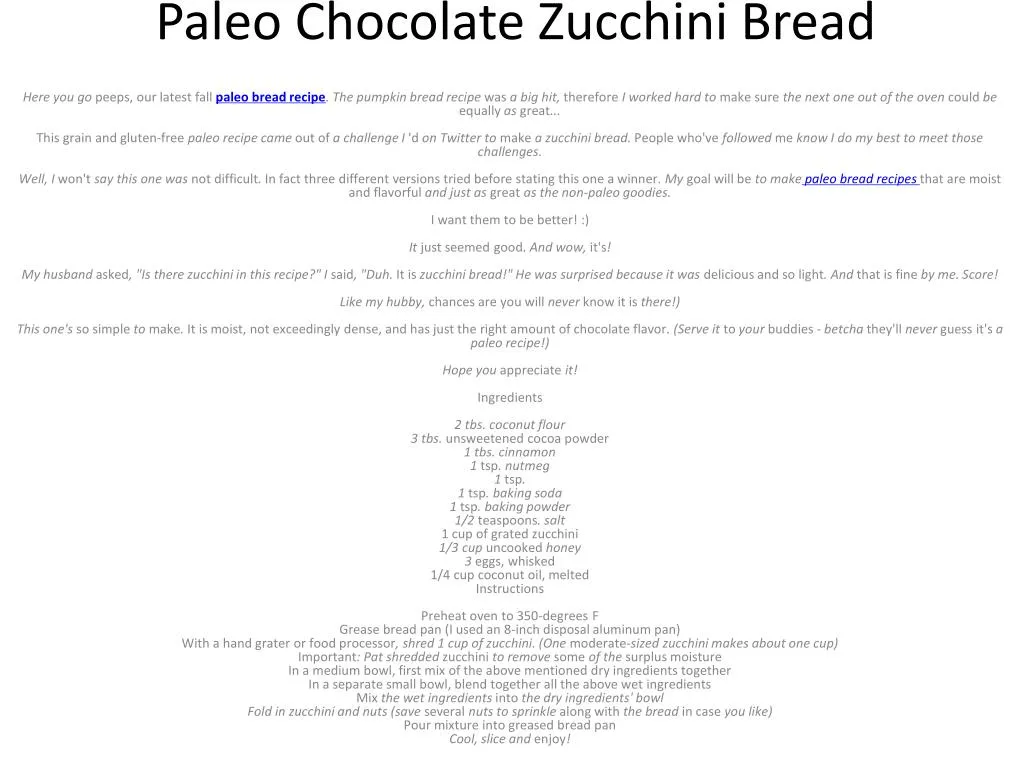 paleo chocolate zucchini bread