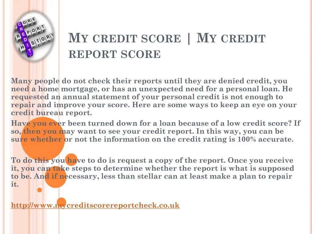 my credit score my credit report score