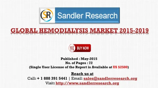 Market Trends for Hemodialysis: 2015 -2019 Global Forecast a
