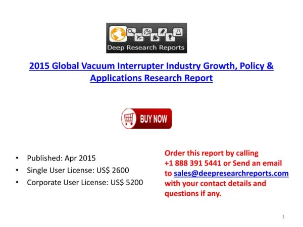 2015-2020 Global Vacuum Interrupter Industry Project Develop
