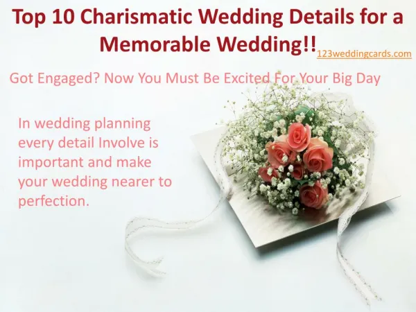 Top 10 Charismatic Wedding Details for a Memorable Wedding!!