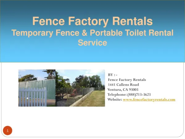 Fence Factory Rentals: Temporary Fence & Toilet Rental
