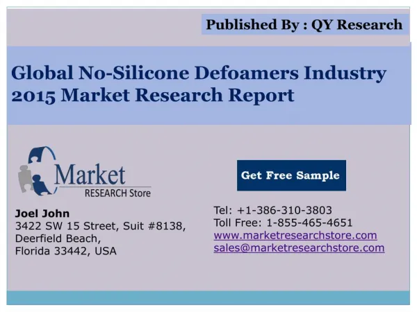 Global No-Silicone Defoamers Industry 2015 Market Analysis S