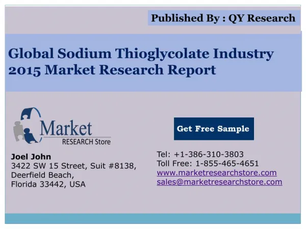 Global Sodium thioglycolate Industry 2015 Market Research Re