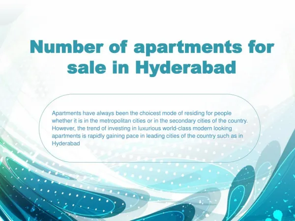 Number of apartments for sale in Hyderabad