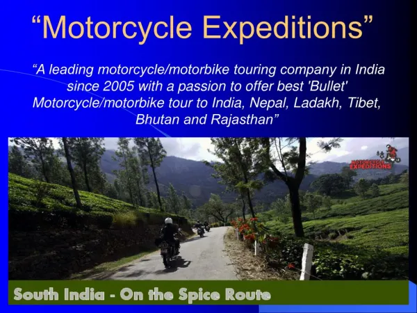 Motorbike/Motorcycle Tours in India