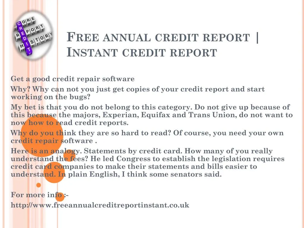 free annual credit report instant credit report