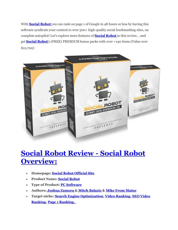 Social Robot Review and (FREE) Social Robot $24,700 Bonus
