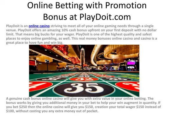 Online Betting with Promotion Bonus at PlayDoit.com