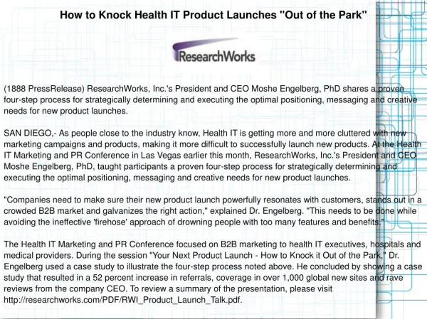 How to Knock Health IT Product Launches "Out of the Park"