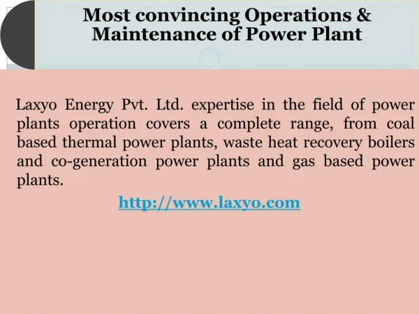 Operation and maintenance of thermal power plant