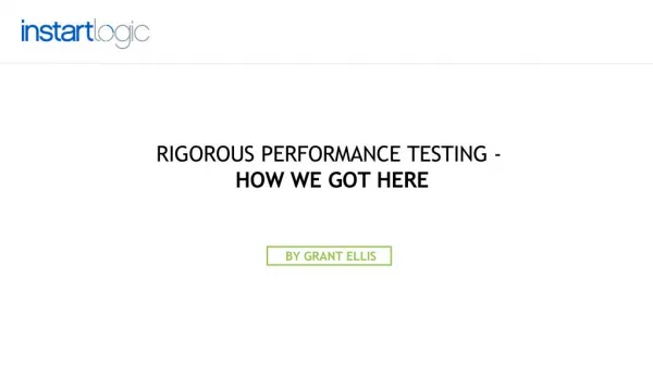 Rigorous Performance Testing - How We Got Here | Instart Log