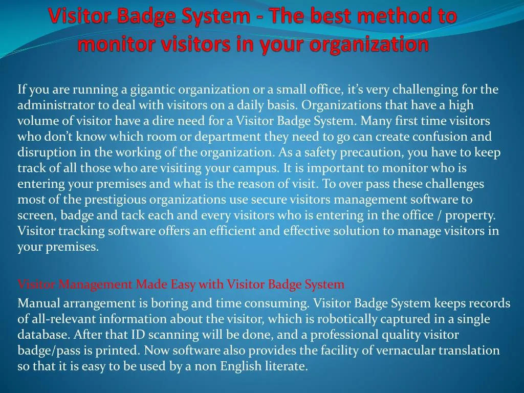visitor badge system the best method to monitor visitors in your organization