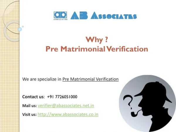 Why Pre-Matrimonial Verification in Needed