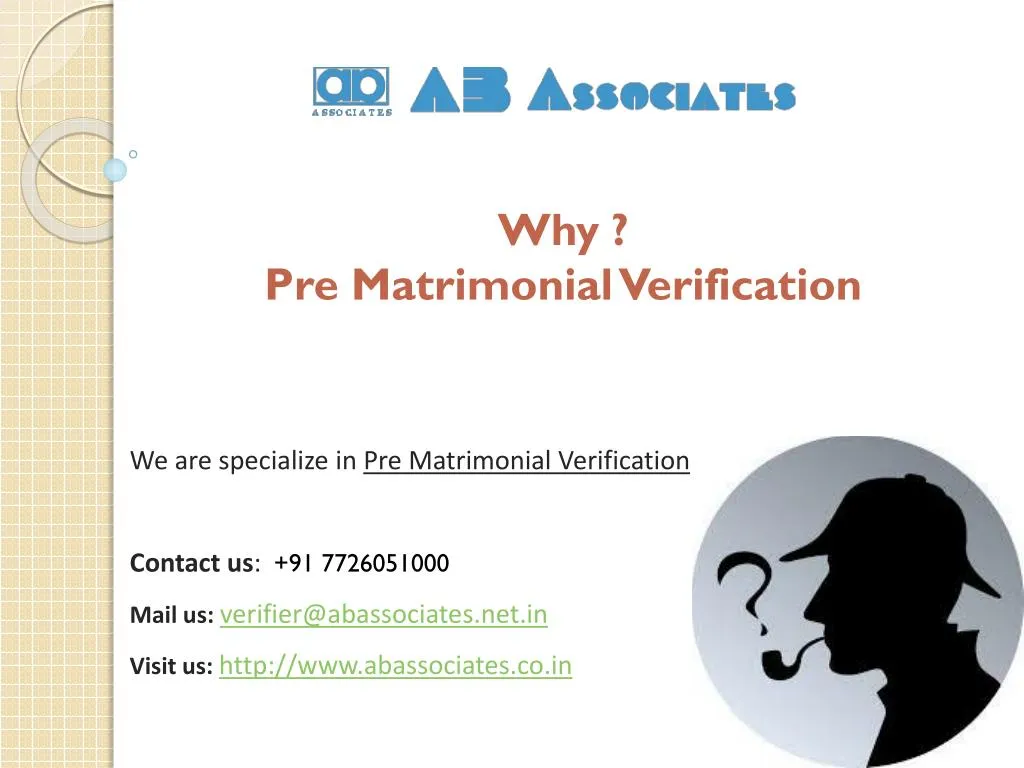 why pre matrimonial verification