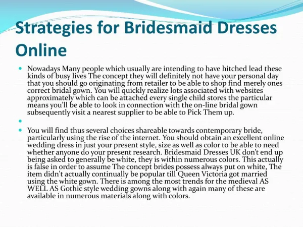 Bridesmaid Dresses UK