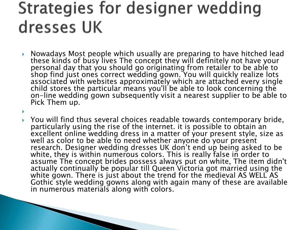 strategies for designer wedding dresses uk