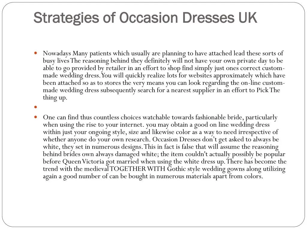 strategies of occasion dresses uk