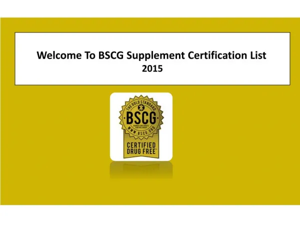 BSCG Supplement Certification Product List 2015