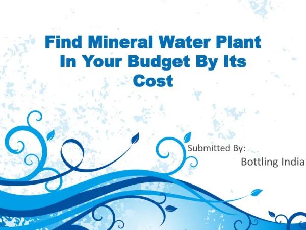 Find Mineral Water Plant In Your Budget By Its Cost