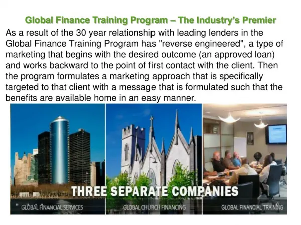 Global Finance Training Program – The Industry’s Premier