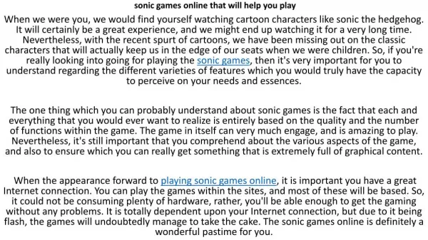 sonic the hedgehog games