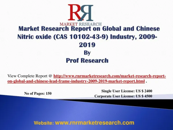 Nitric oxide Industry (CAS 10102-43-9) World and China 2019