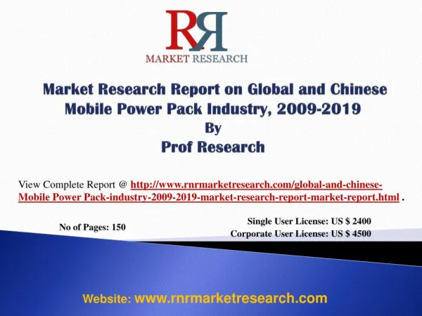Mobile Power Pack Industry 2019 Forecasts for Global and Chi