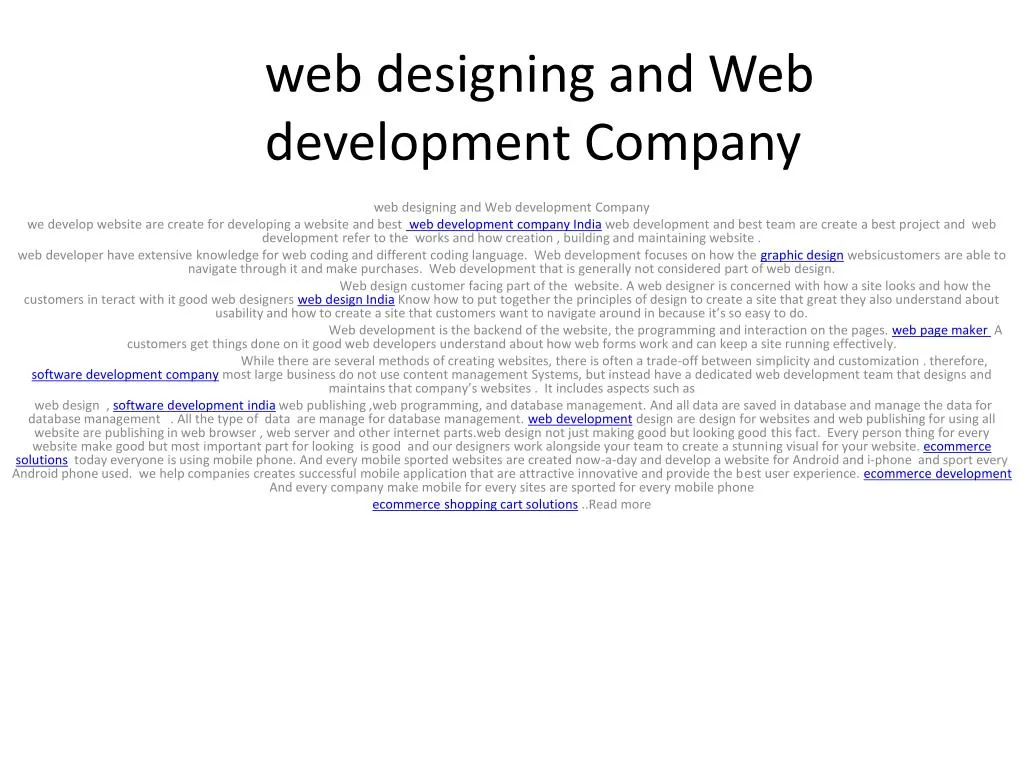 web designing and web development company