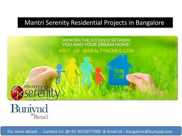 Enjoy your living in a palatial home here in Mantri Serenity