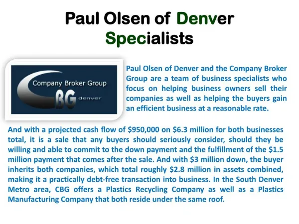 Paul Olsen of Denver Specialists