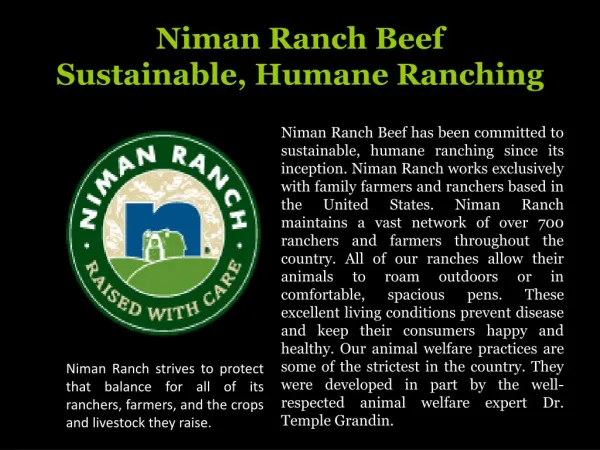 Niman Ranch Beef Sustainable, Humane Ranching