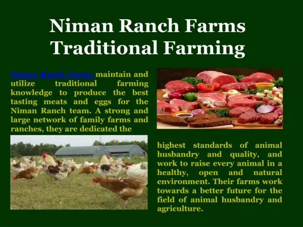 Niman Ranch Farms Traditional Farming