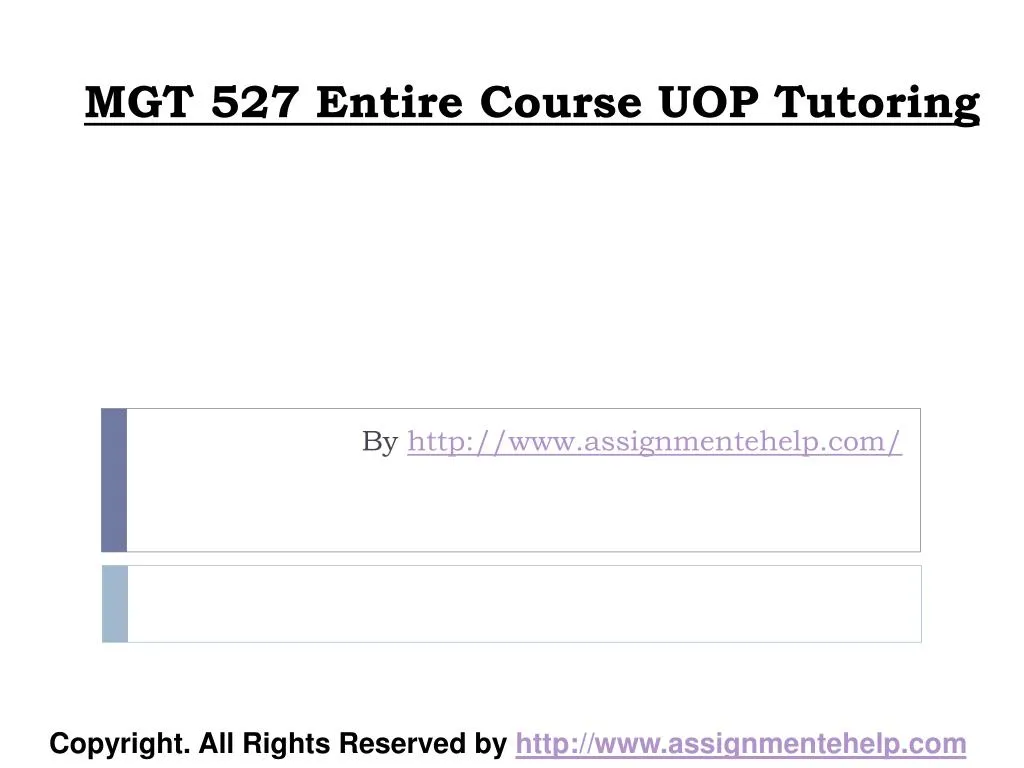 mgt 527 entire course uop tutoring