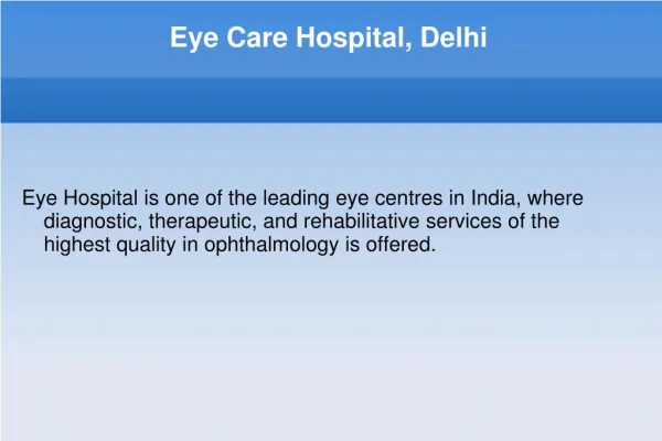 Eye Treatment in India - Price Eye Surgery Delhi India