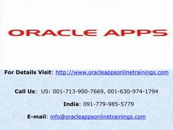 Oracle Apps Technical Training Online and Placement