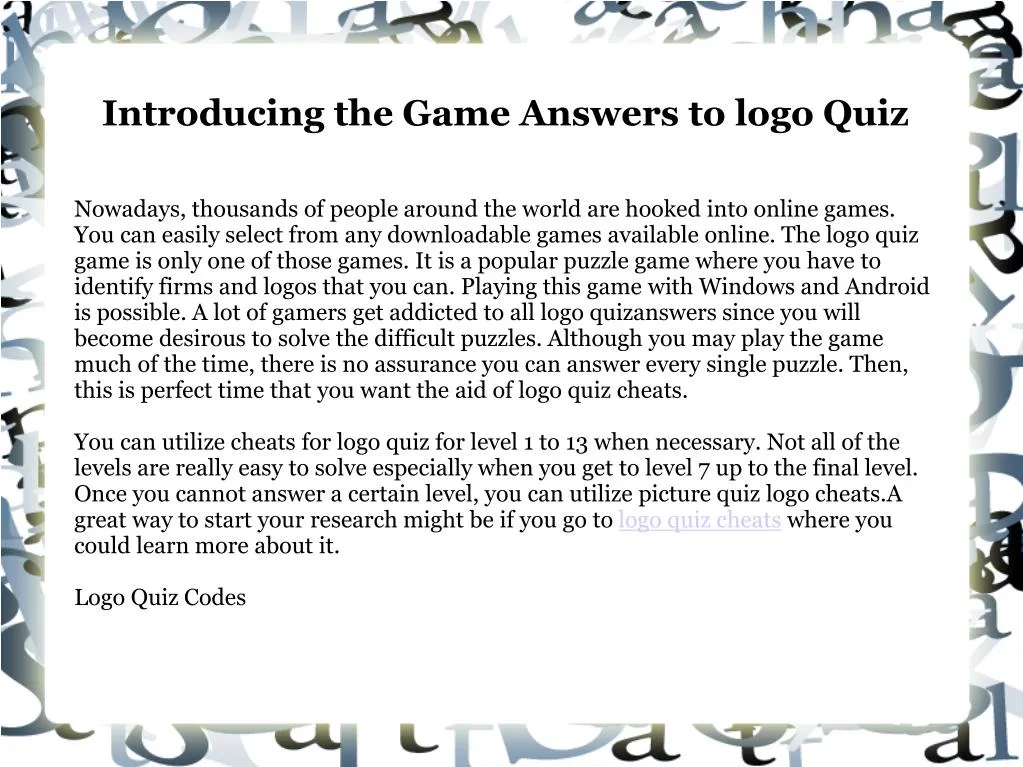 introducing the game answers to logo quiz