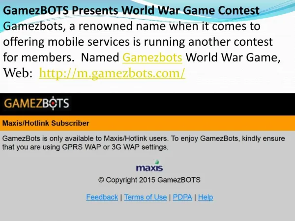 GamezBOTS Maxis/Hotlink Subscriber | m.gamezbots.com